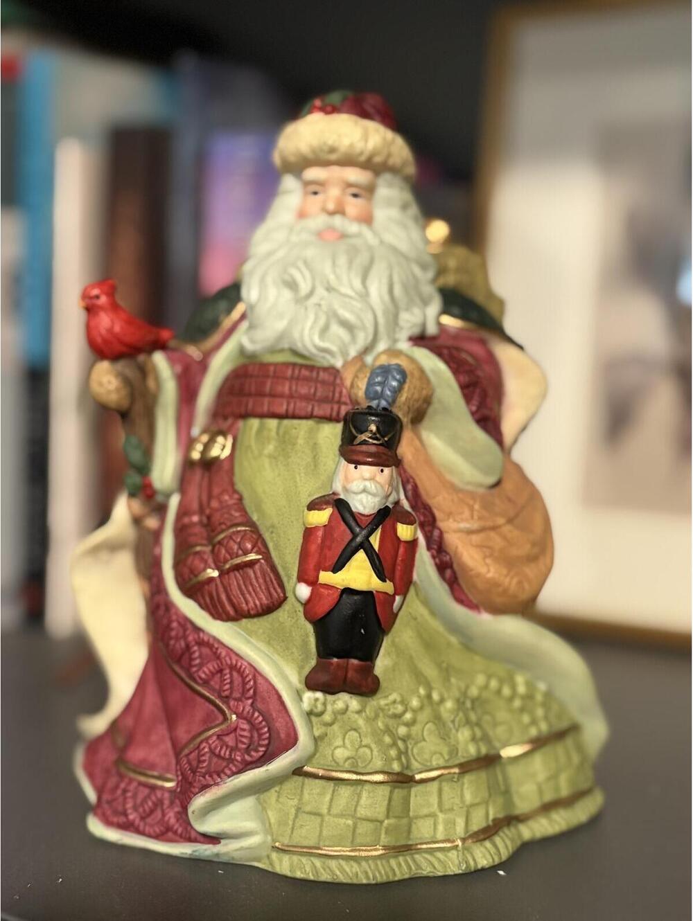 Holiday Time Porcelain Santa Dinner Bell Christmas Figurine Decor
